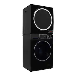 Equator - PREMIUM PET EW 826 1.6 cu ft. Compact Stackable Washer + ED 852 3.5 cu ft. Electric Dryer Vented w/Sensor 110 V - Black