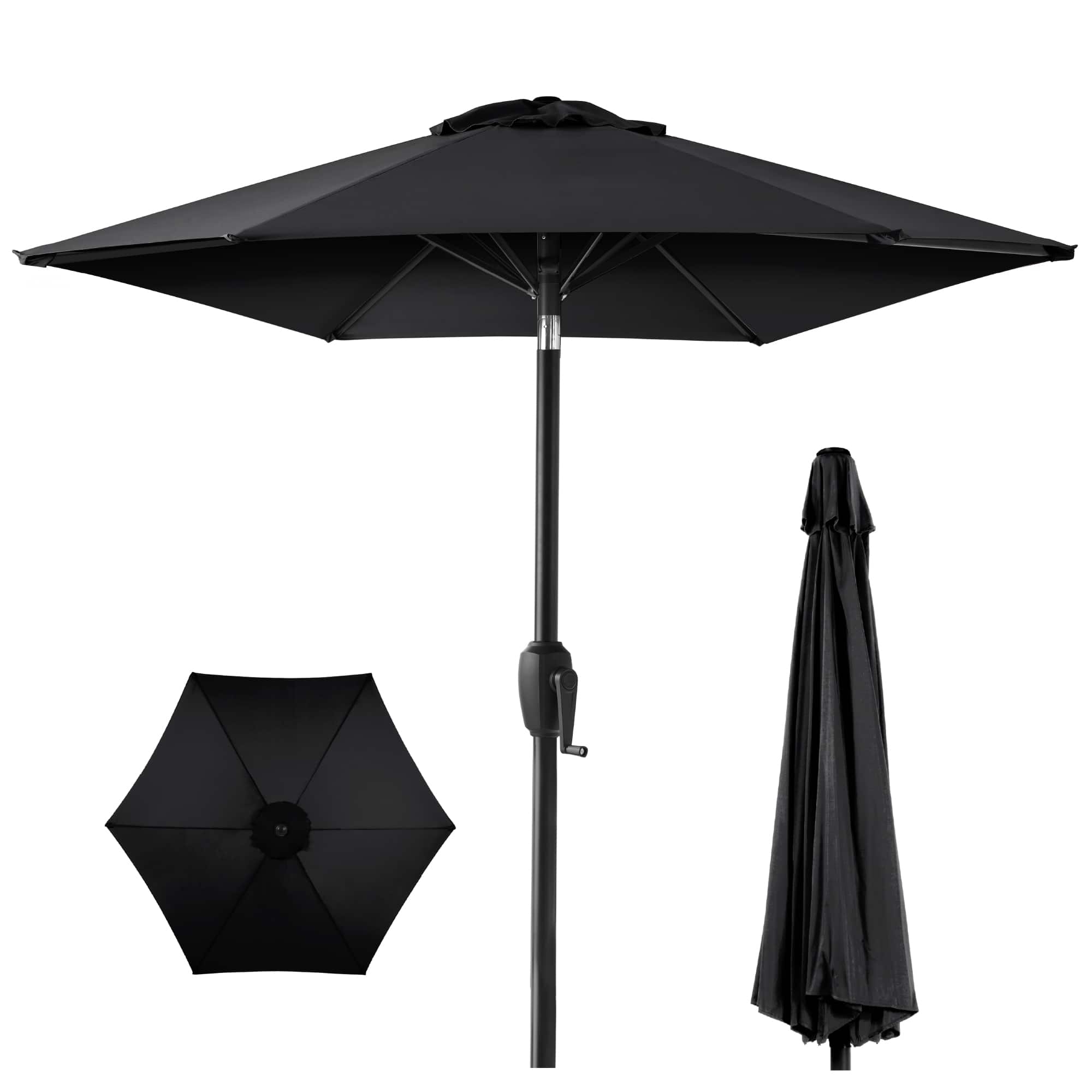 Photos - Parasol Best Choice Products - 7.5ft Heavy-Duty Outdoor Market Patio Umbrella w/ Push Button Tilt, Easy Crank - Black SKY5706 