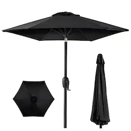 Best Choice Products - 7.5ft Heavy-Duty Outdoor Market Patio Umbrella w/ Push Button Tilt, Easy Crank - Black