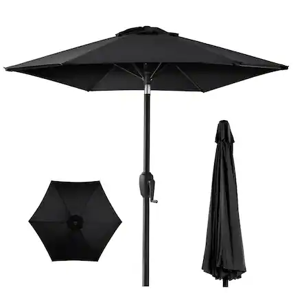 Front. Best Choice Products - Best Choice Products 7.5ft Heavy-Duty Outdoor Market Patio Umbrella w/ Push Button Tilt, Easy Crank - Ink - Ink.