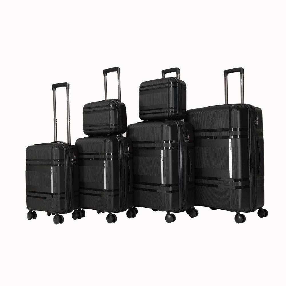 Front. BreeBe - 6-Piece Expandable Hard Shell Luggage Set with Spinner Wheels Lightweight Travel Suitcase Carry-On Unisex with Lock - Black.