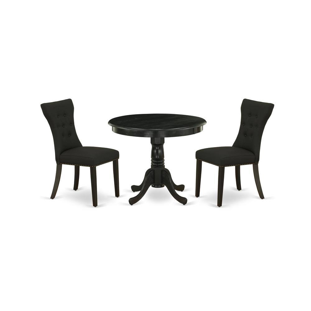 Left. East West Furniture - Dining Room Set Wirebrushed Black - Brown.