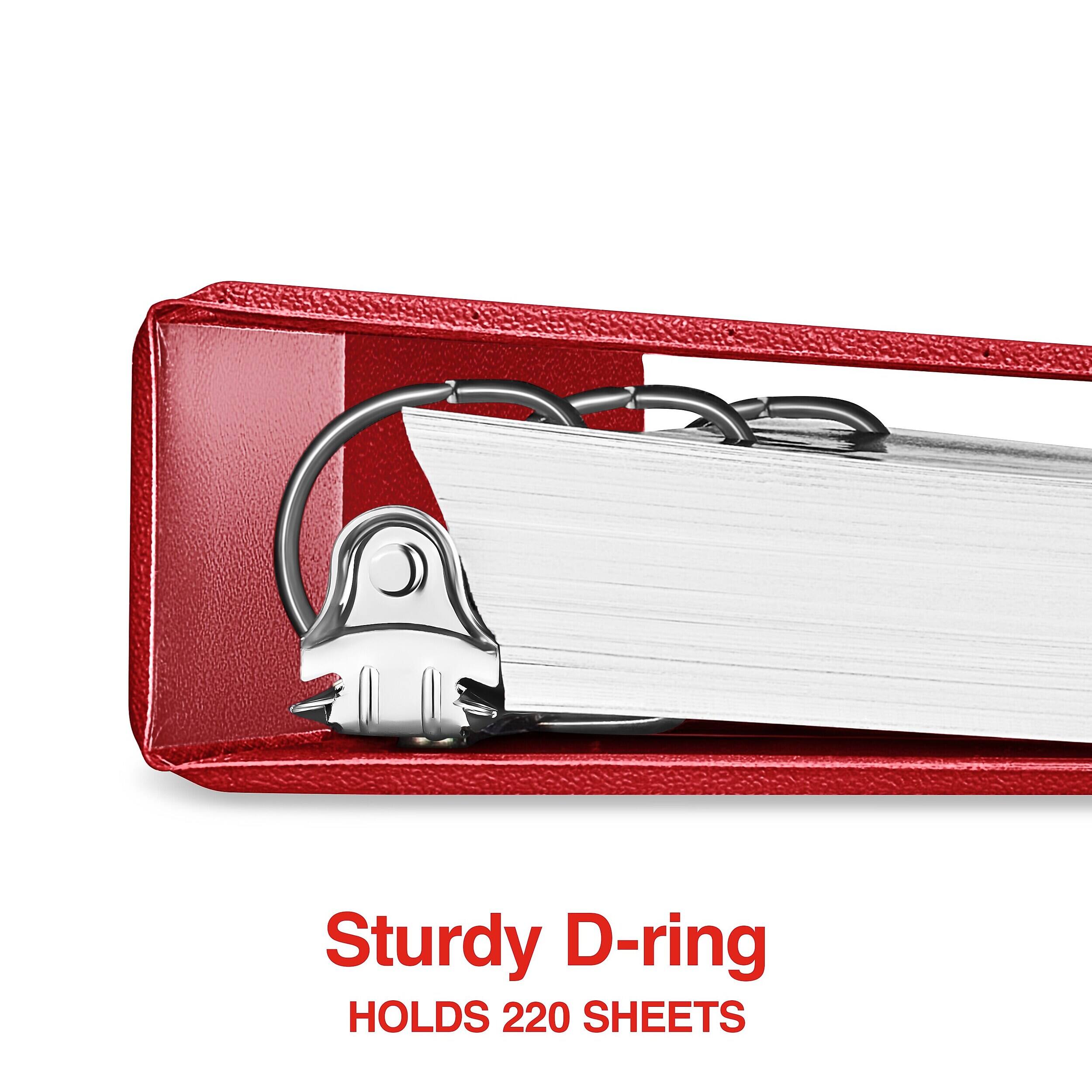 Sturdy D-ring  
HOLDS 220 SHEETS
