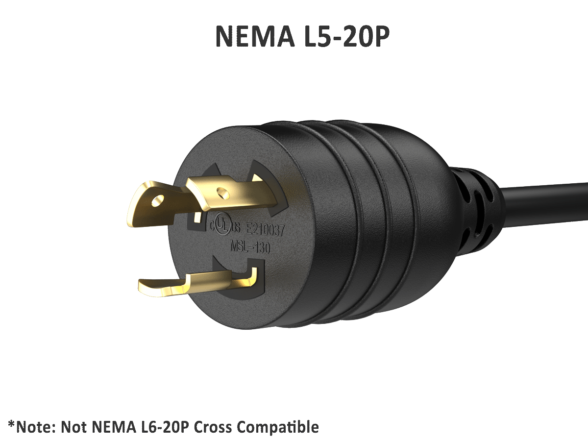 NEMA L5-20P  
CODIS E210037 MSL-130  
*Note: Not NEMA L6-20P Cross Compatible