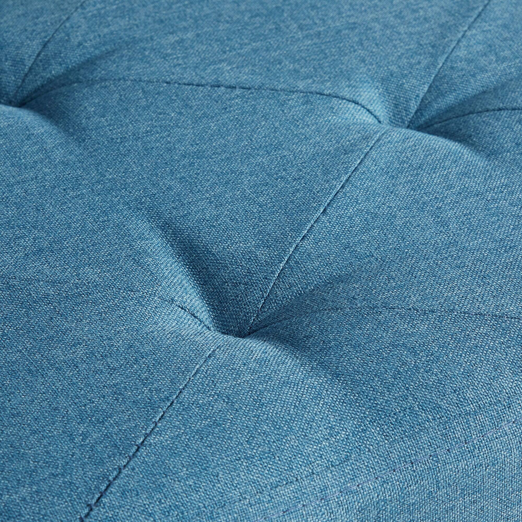 Alt View 1. Vecelo - 30" Storage Ottoman Bench with Folding Design, Large Capacity Linen Storage Bench for Bedroom & Living Room - Blue.