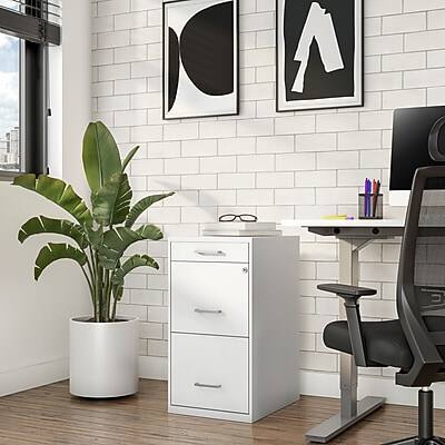 Alt View 7. Staples - 3-Drawer Vertical File Cabinet, Letter Size Documents, Lockable & Mobile, 18.9" D x 14.3" W x 26.9" H - White.