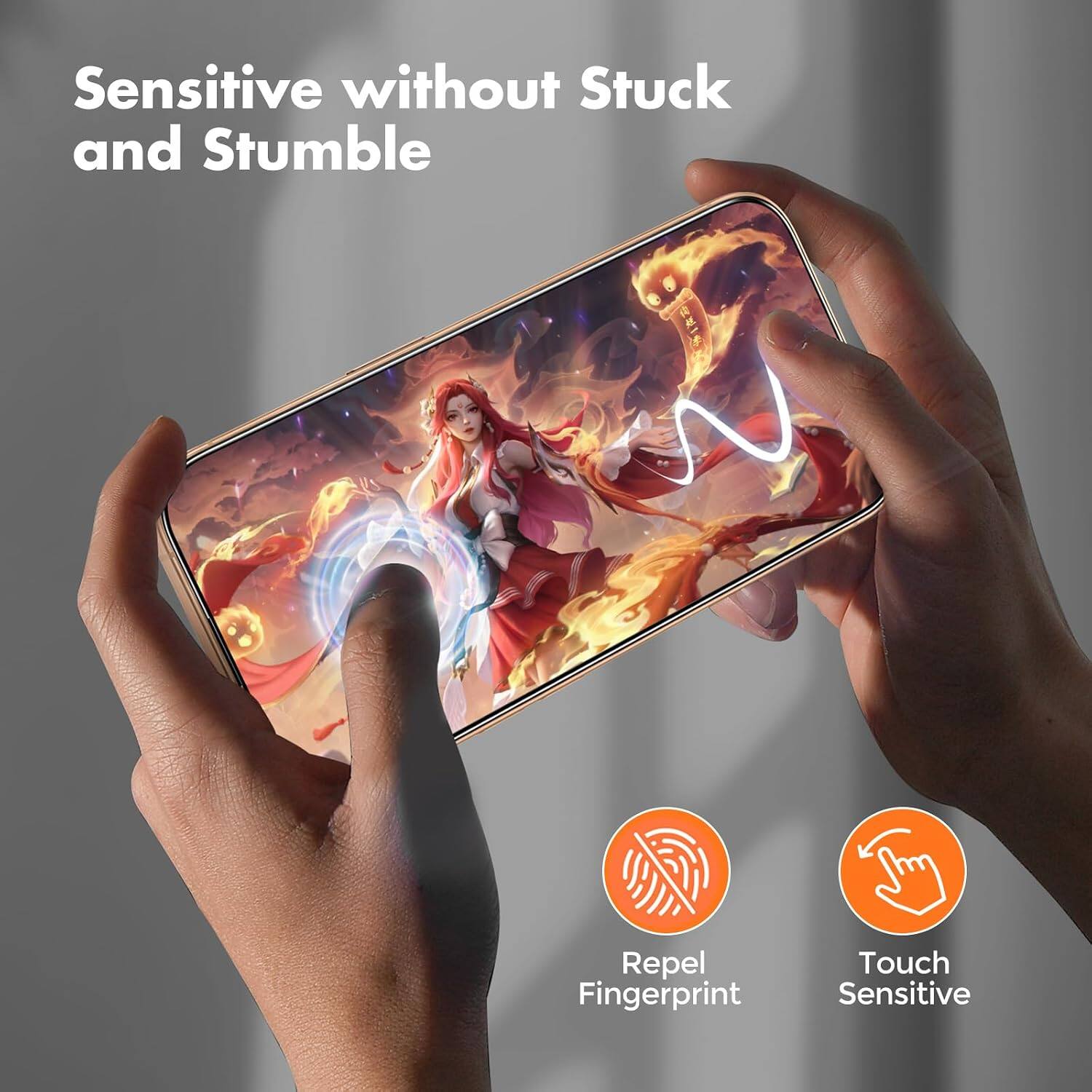 Sensitive without Stuck and Stumble

Repel Fingerprint

Touch Sensitive
