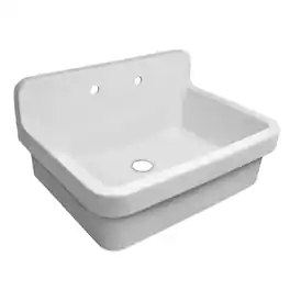 Whitehaus - Old Fashioned Country Fireclay Utility Sink with High Backsplash - White