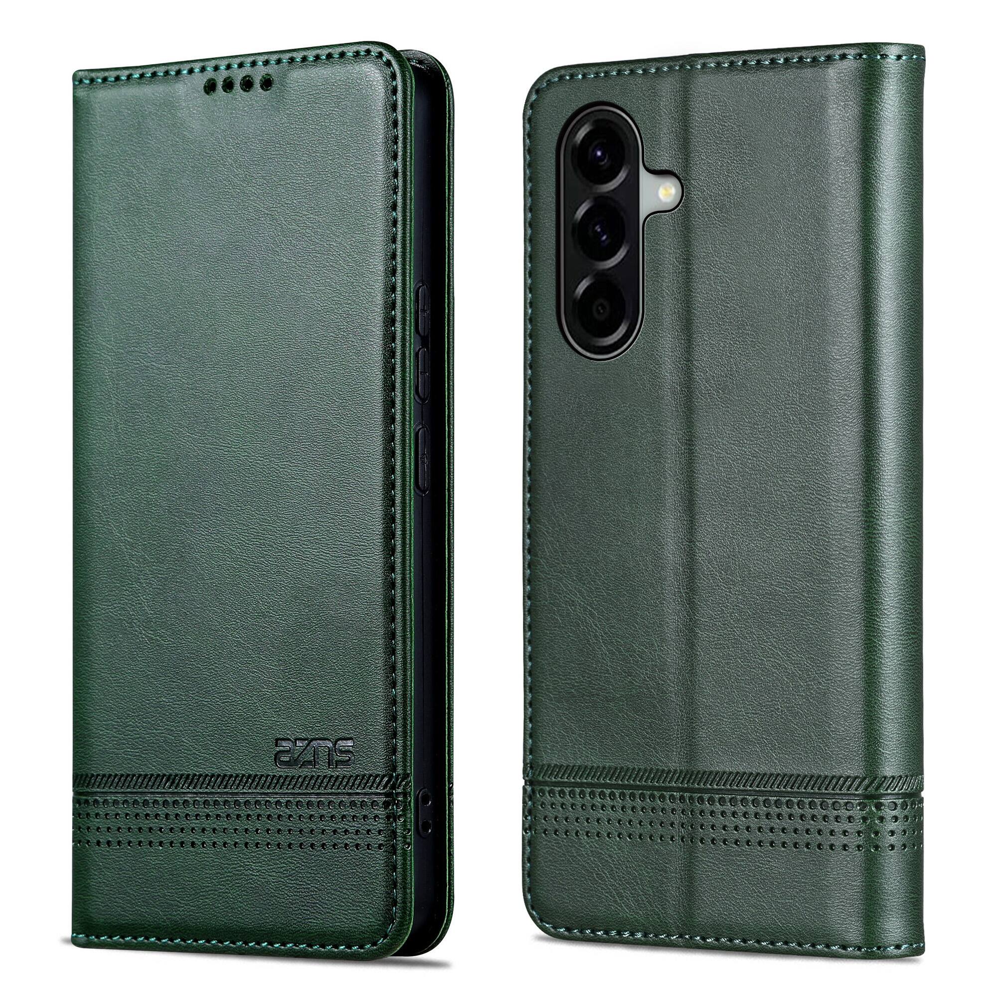 Alt View 2. Dteck - Dteck Magnetic Case for Samsung Galaxy A17 5G with Wallet Card Slots PU Leather Kickstand Flip Phone Cover - Darkgreen.