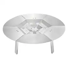 Front. VEVOR - Fire Pit Heat Deflector for Solo Stove Yukon, 25 inch Bonfire Round for Wood Burning Fire Pit, 304 Stainless Steel - Silver.