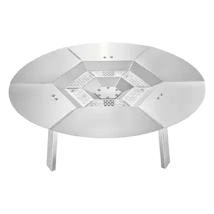 Front. VEVOR - Fire Pit Heat Deflector for Solo Stove Yukon, 25 inch Bonfire Round for Wood Burning Fire Pit, 304 Stainless Steel - Silver.