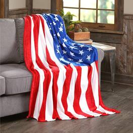 Noble House - Ultra Lush Oversized Throw Blanket (50" x 70") - July 4th Stars & Stripes American Flag