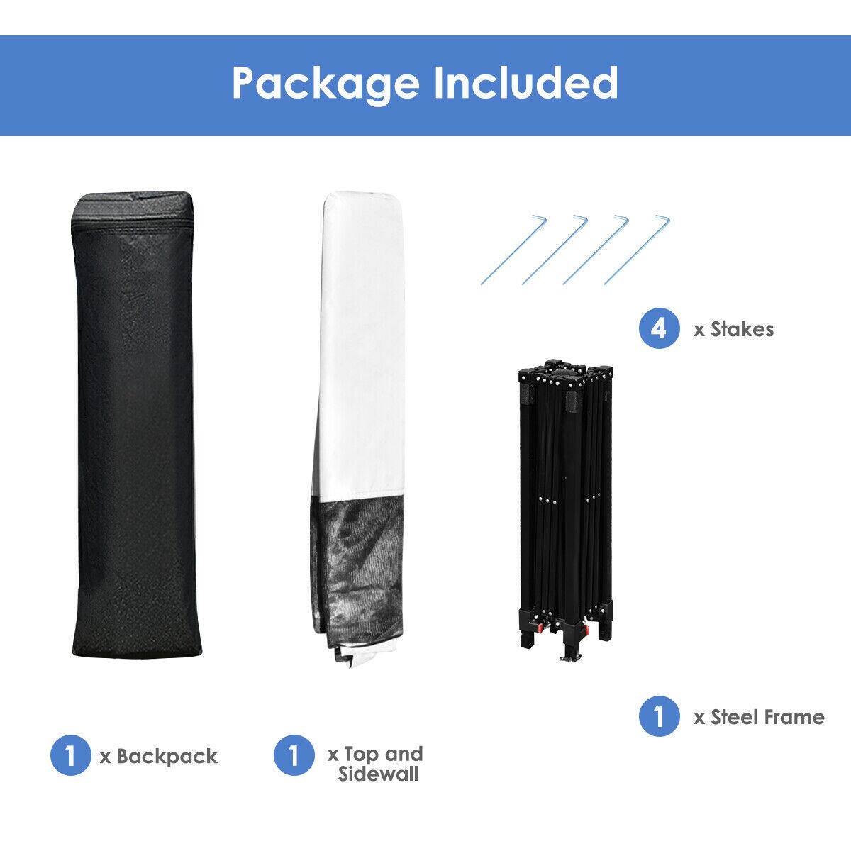 Package Included:

- 4 x Stakes
- 1 x Backpack
- 1 x Top and Sidewall
- 1 x Steel Frame