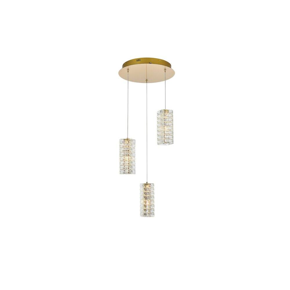Left. Elegant Lighting - Aston 16 inch LED Pendant in Satin Gold - Satin Gold.