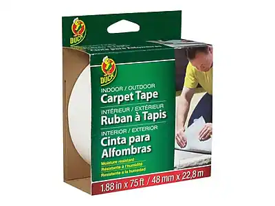 DUCK
INDOOR / OUTDOOR
Carpet Tape
INTERIEUR / EXTERIEUR
Ruban à Tapis
INTERIOR / EXTERIOR
Cinta para Alfombras
Moisture resistant
Resistante a la humedad
1.88 in x 75 ft / 48 mm x 22.8 m
