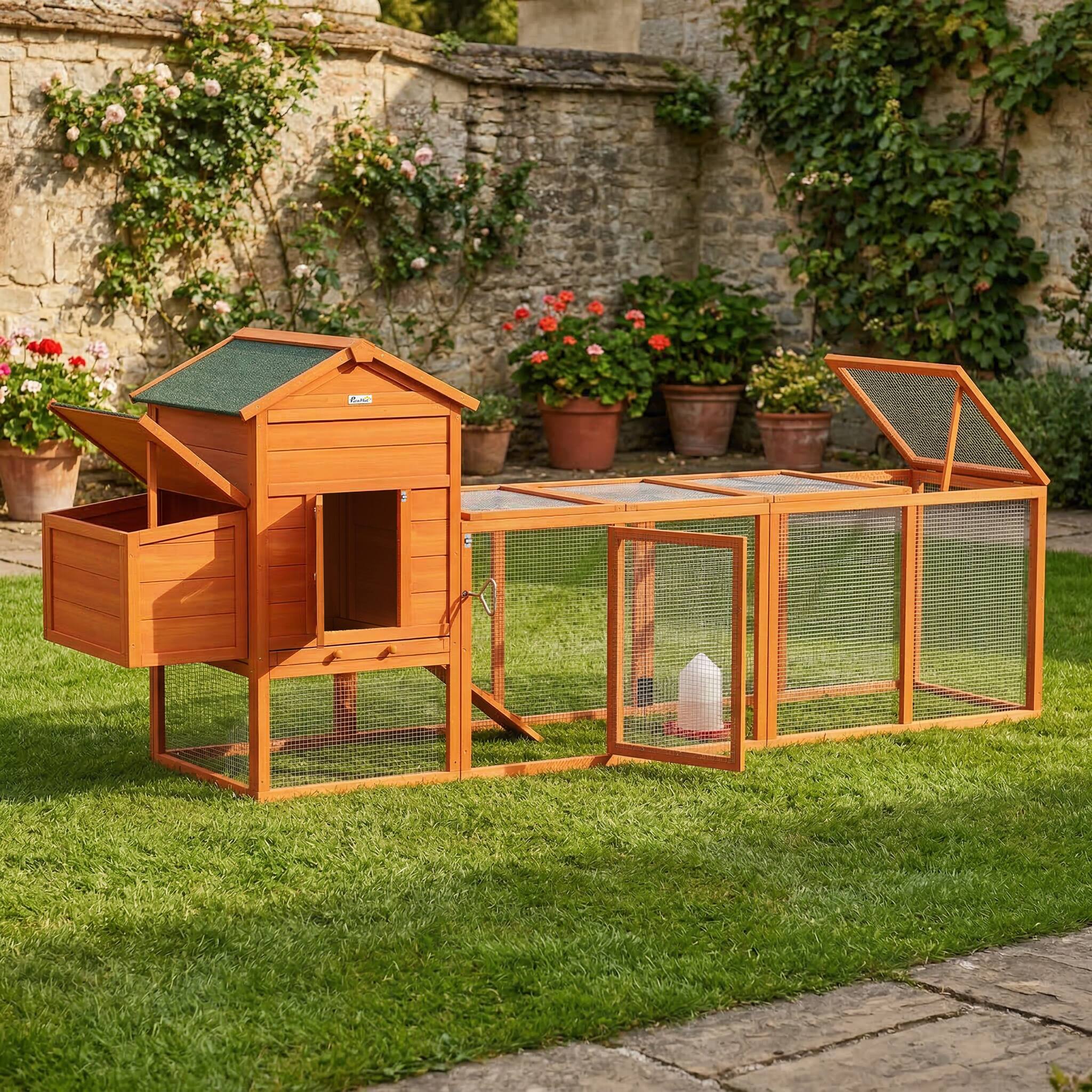 Alt View 8. Pawhut - Large Run Included Chicken Coop with Removable Tray.