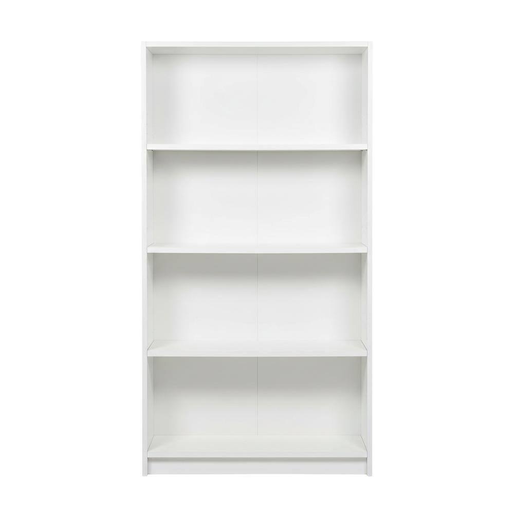 Back. FurniFact - Wooden Bookcase with Adjustable Shelves for Home Office Storage - White.