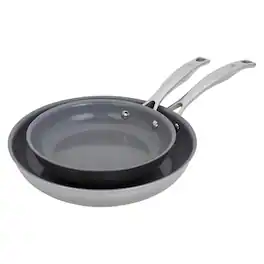 Henckels - Clad H3 2-pc Ceramic Nonstick 8-in & 10-in Fry Pan Set - Stainless Steel