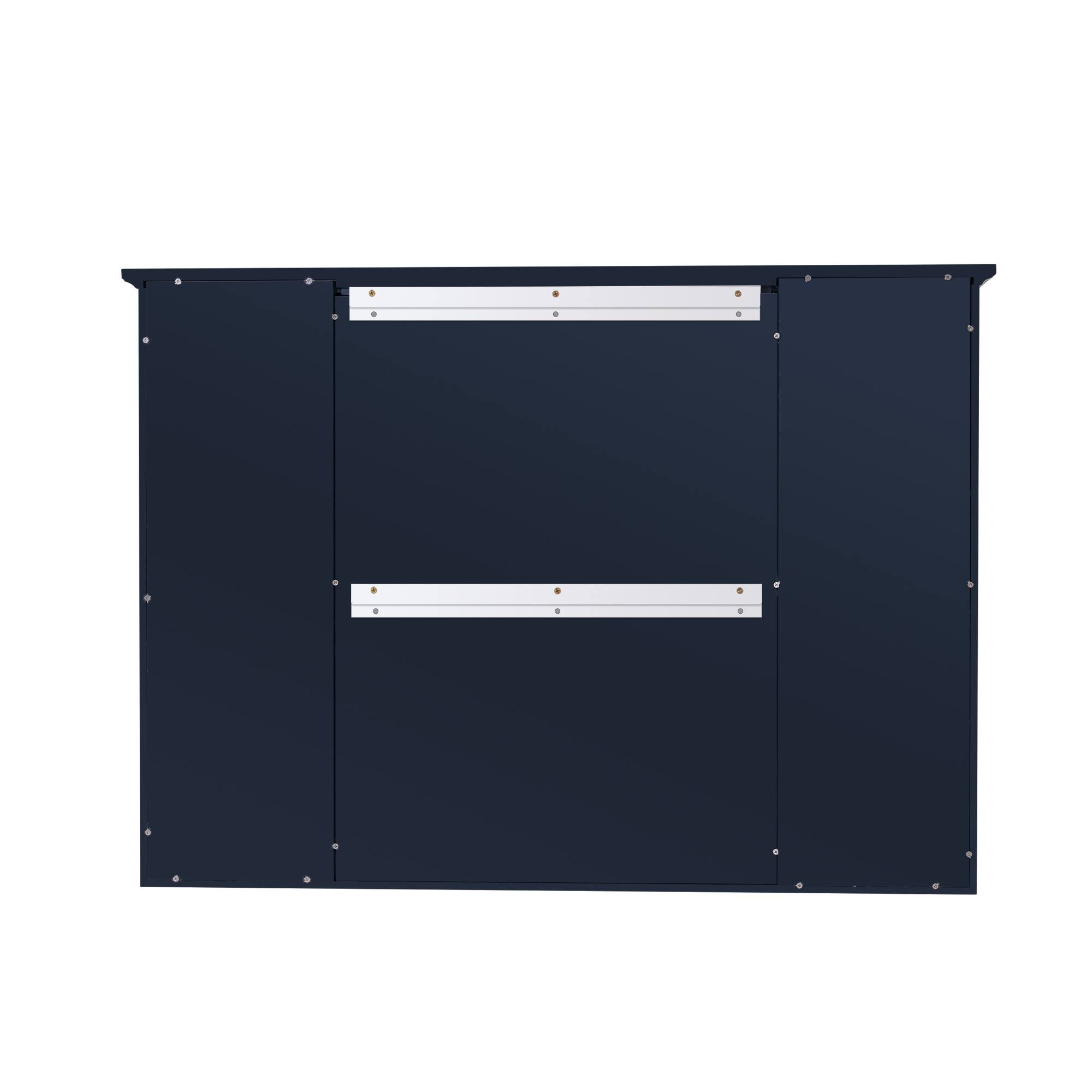 Alt View 3. WELLFOR - 42 in. W x 30 in. H Rectangular Solid Wood Frame Surface Mount Medicine Cabinet with Mirror and Soft Close Door - Navy Blue.