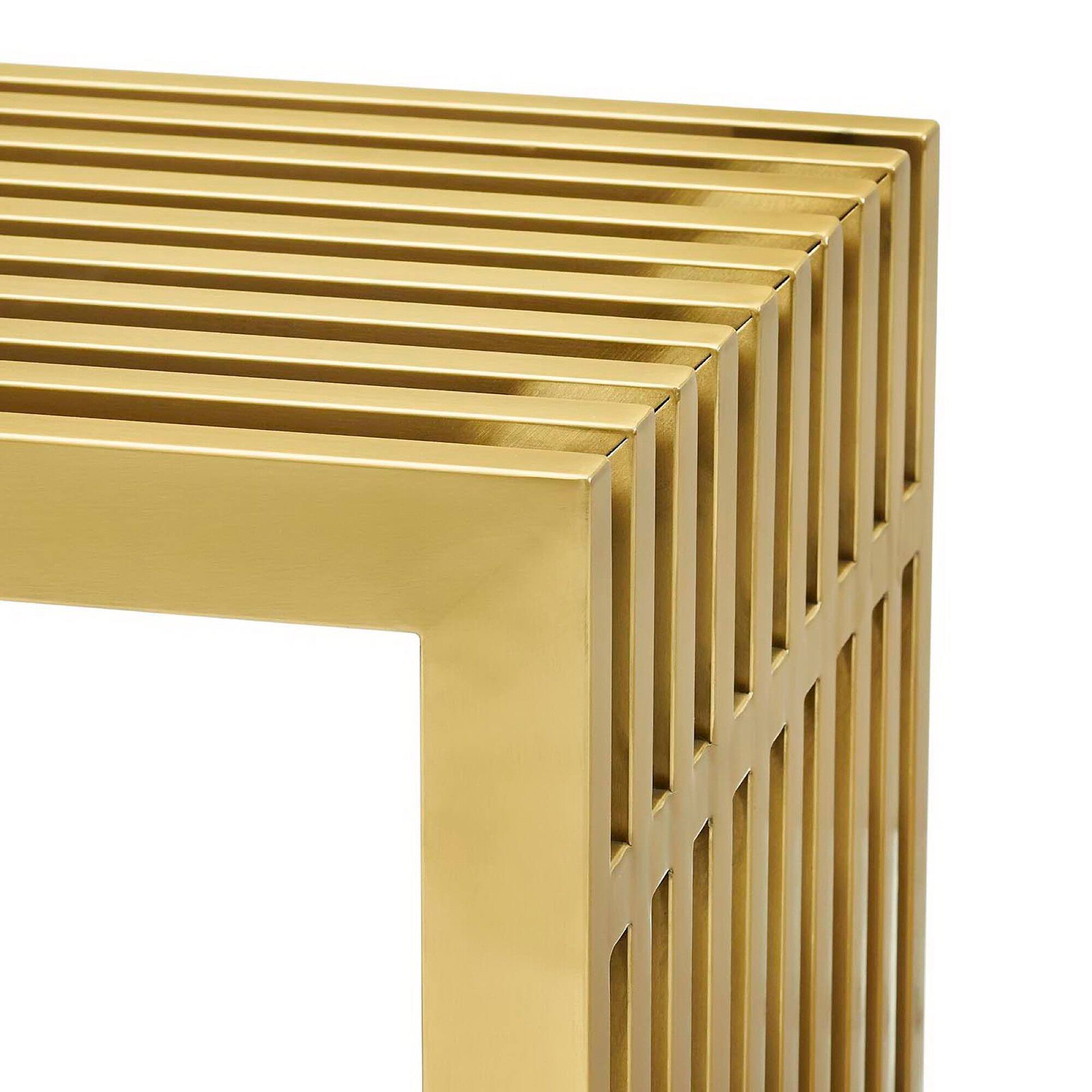 Back. Modway - Gridiron Medium Stainless Steel Bench by Modway - Yellow.