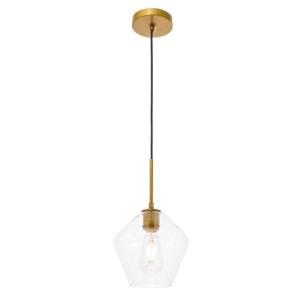 Alt View 2. Living District - Gene 1 light Brass and Clear glass pendant - Brass And Clear Glass.