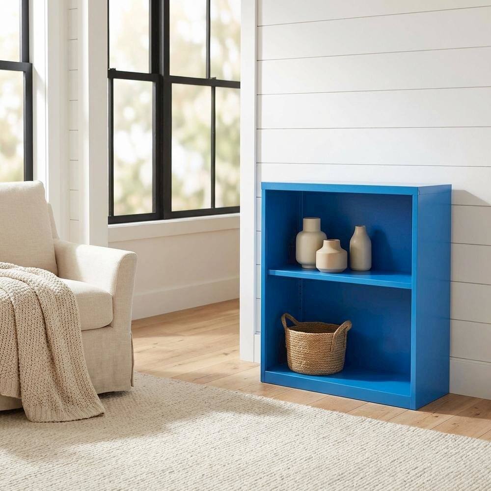 Alt View 1. FurniFact - Blue Metal Bookcase with Steel Frame for Residential Use - Blue.