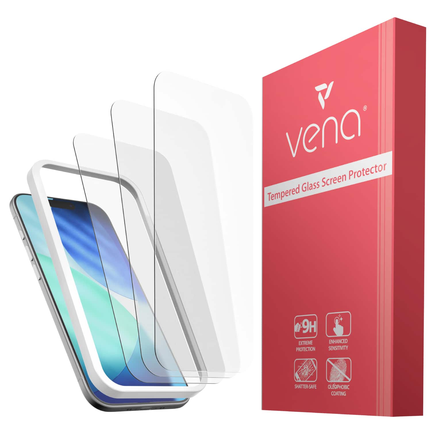 Vena Screen Protector Glass Tempered 9H Extreme Protection Enhanced Sensitivity Shatter-Safe Oleophobic Coating