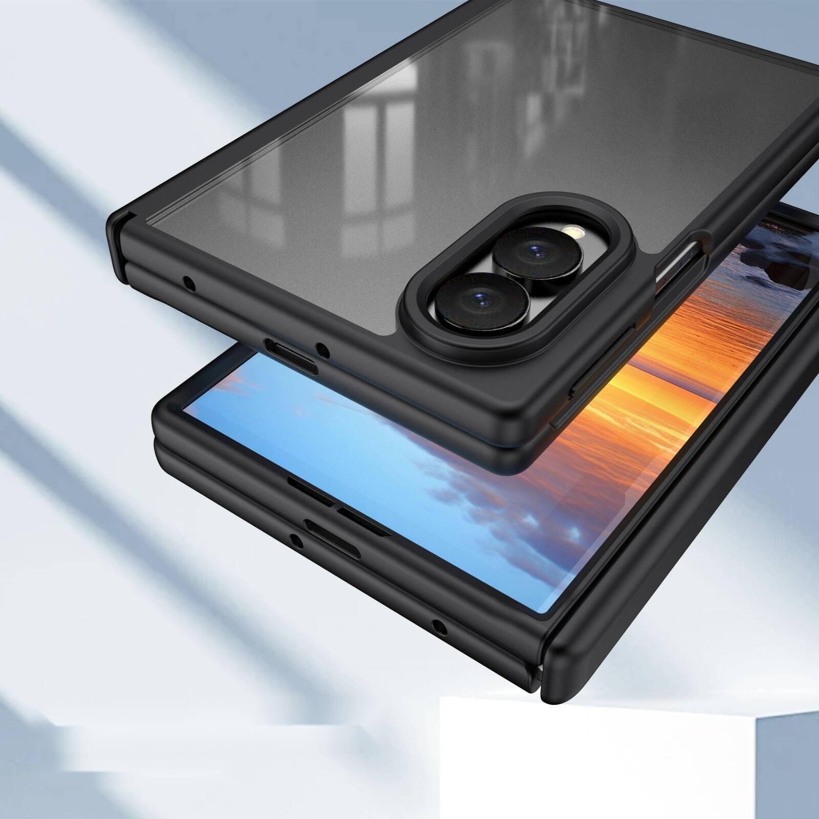 Alt View 2. Dteck - Shockproof Phone Case for Samsung Galaxy Z Fold8 with Screen Protector, Rugged Full Hinge Cover with Raised Camera Edge - Black.