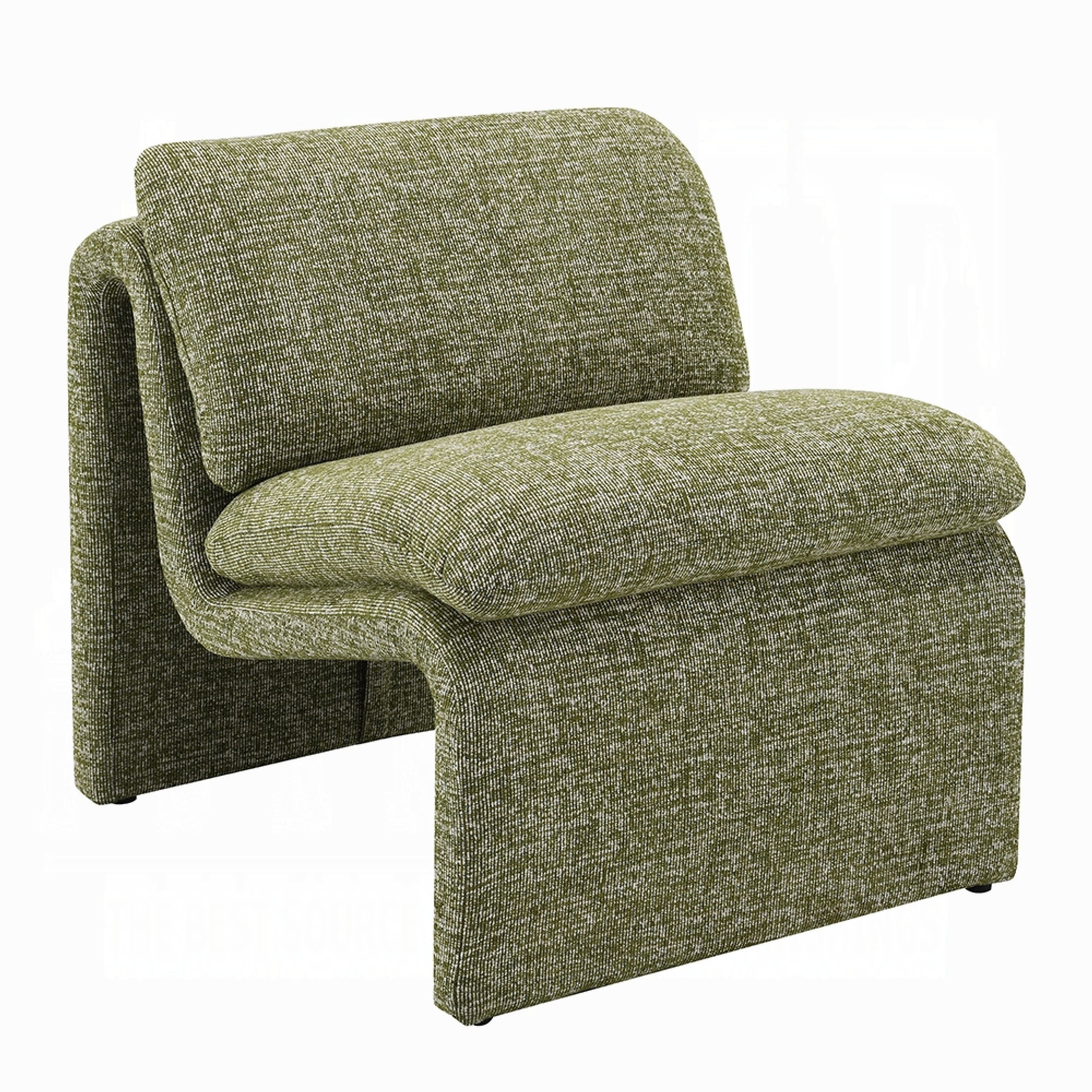 Manhattan Lane - Kami Accent Chair, Curved Open Base, Armless Modern Boucle - Green