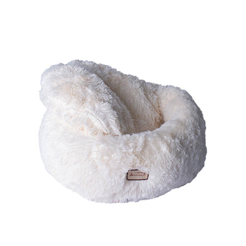 Angle. Armarkat - Cuddle Bed Ultra Plush And Soft - White.