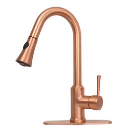 Single Level Solid Brass Kitchen Faucet with Pull Down Sprayer