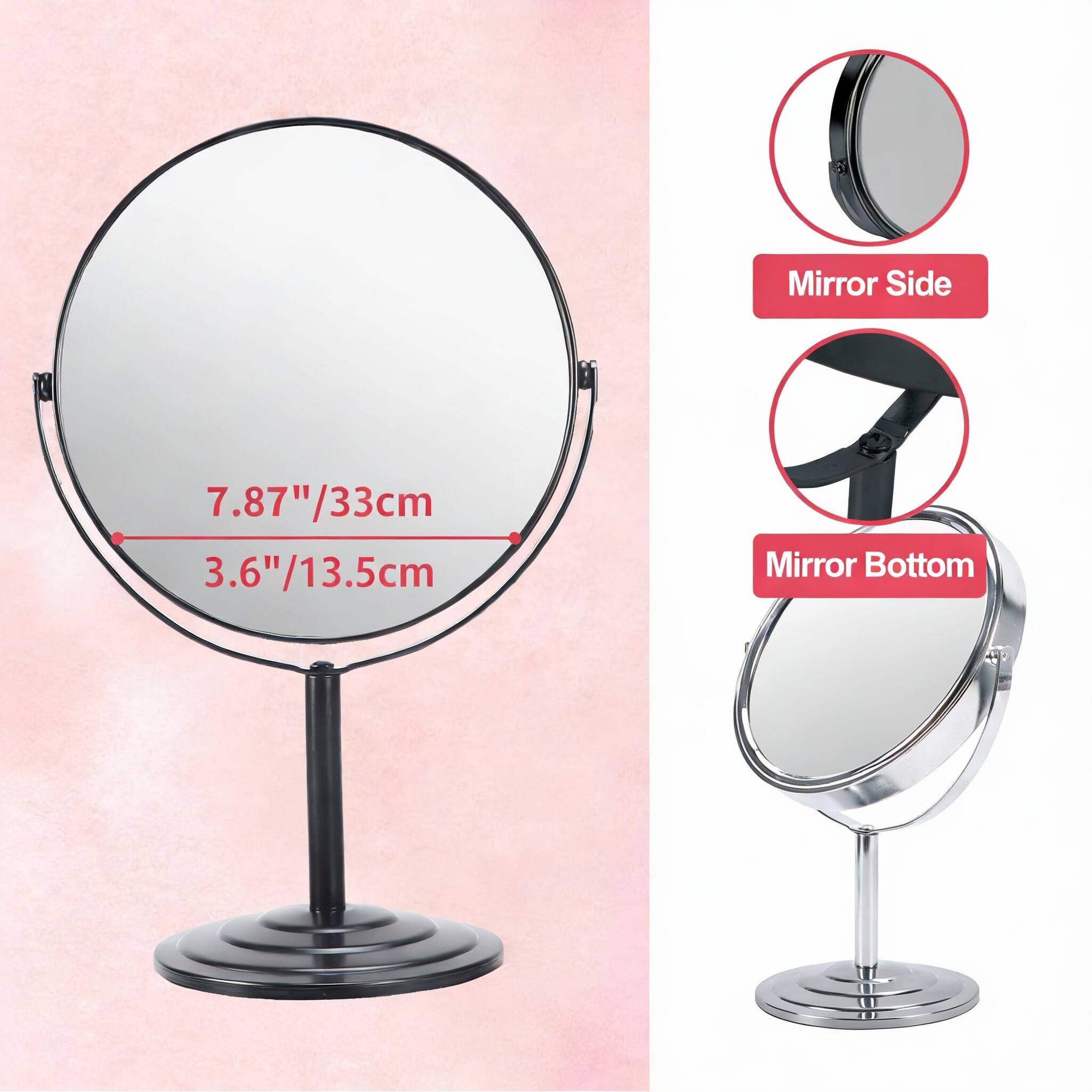 Mirror Side  
7.87"/33cm  
3.6"/13.5cm  
Mirror Bottom