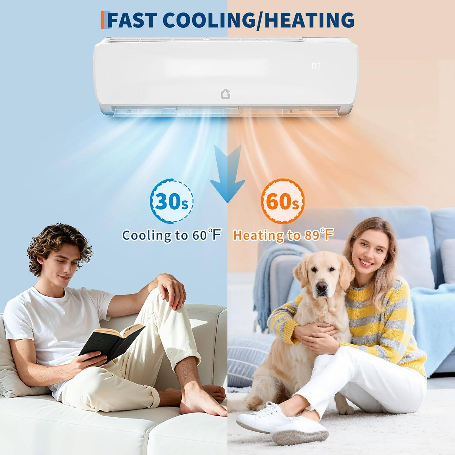 FAST COOLING/HEATING

30s Cooling to 60°F

60s Heating to 89°F