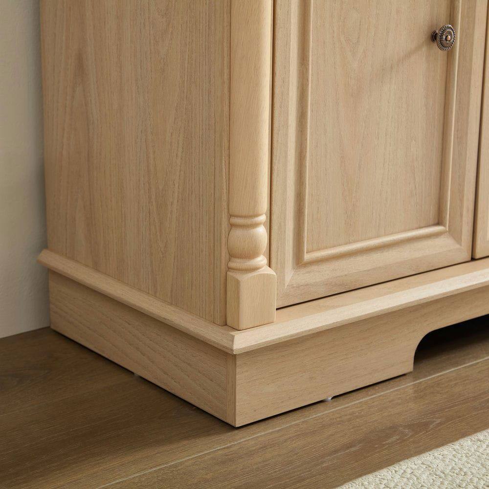 Left. Kadyn - Four-door, Three-drawer Kitchen Cabinet, Large Wall Cabinet with Drawers and Doors in Roman Column Shape, Brown - Brown.