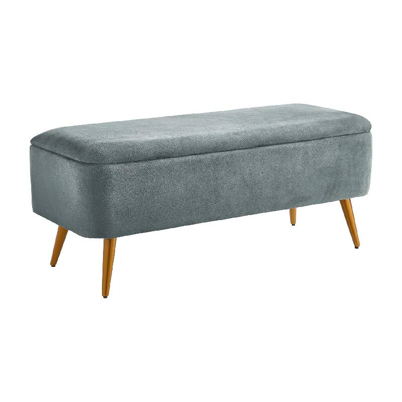 Front. Lumina Wise - Upholstered Metal Frame Ottoman Storage Bench - Gray.