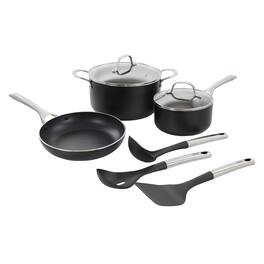 Oster - Palladium 8 Piece Aluminum Cookware Set - Black