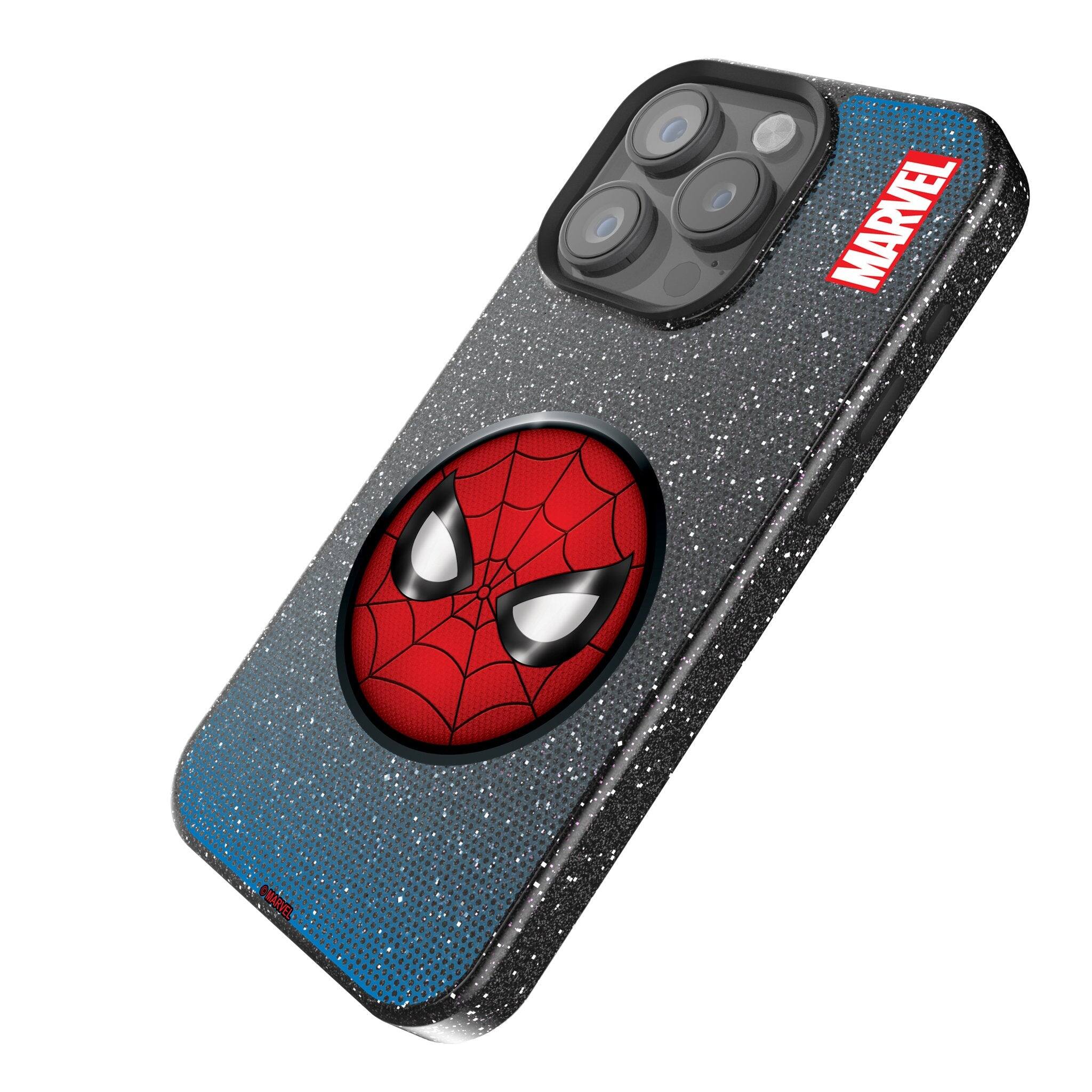 Angle. Keyscaper - Marvel Grid Black Bling Phone Case - Apple iPhone 14 Pro Max - Spider-Man.