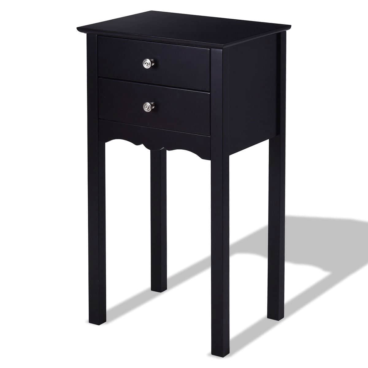 Hivvago - Elegant 2-Drawer End Table Nightstand Side Table - Black