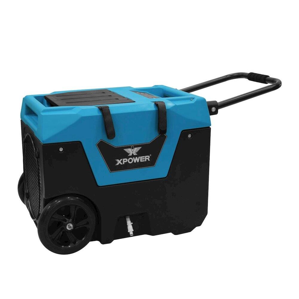 Left. XPOWER - Pint Bluetooth LGR Commercial Dehumidifier with Auto Purge Pump - Blue.