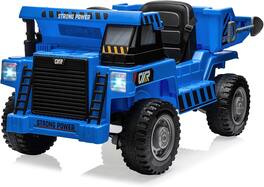 Homhougo - 12V Electric Ride-On Dump Truck for Kids, Remote Control, Working Dump Bed, Music