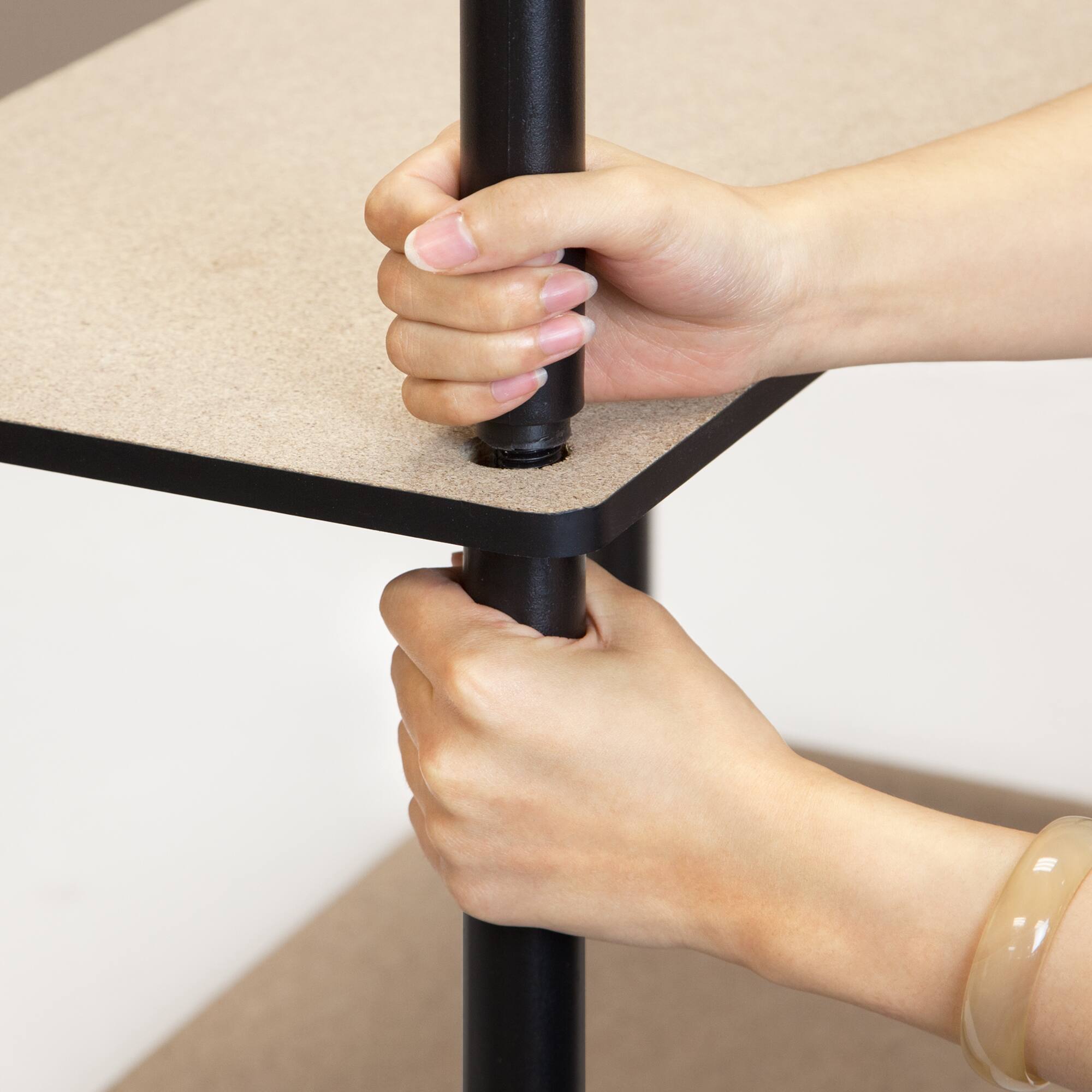 Alt View 7. Furinno - Turn-N-Tube 3-Tier Compact Multipurpose Shelf Display Rack, Light Cherry - Light Cherry/Black.