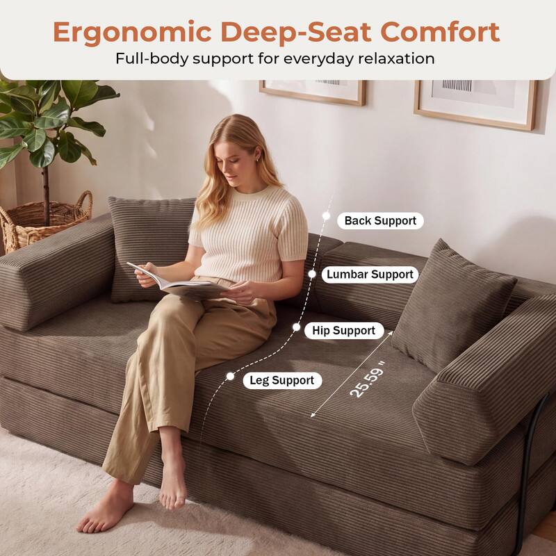 Ergonomic Deep-Seat Comfort  
Full-body support for everyday relaxation

- Back Support
- Lumbar Support
- Hip Support
- Leg Support

25.59"