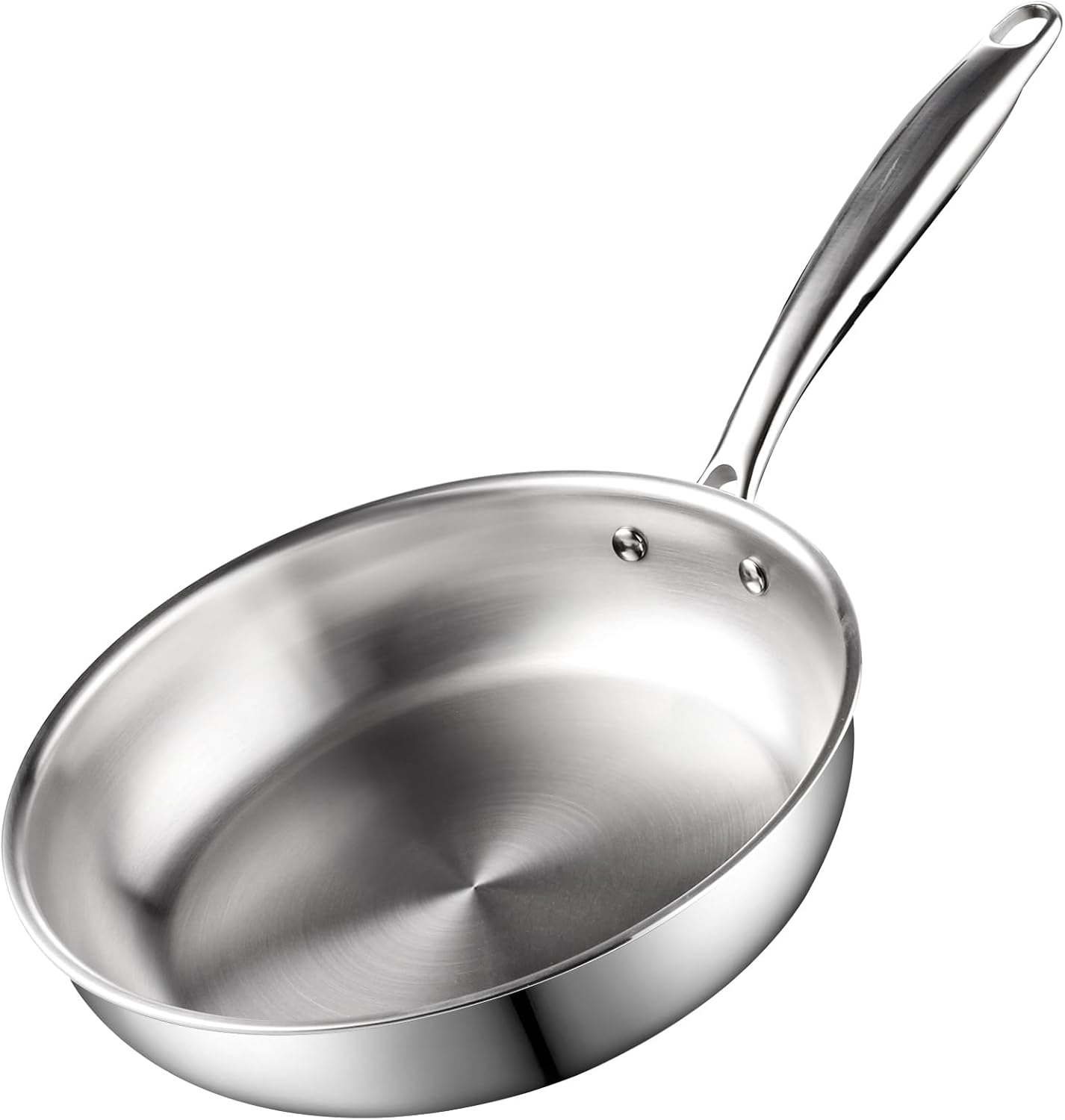 Alt View 3. Cook N Home - Classic Tri-Ply Clad 10''  S/S Skillet, Saute Frying Pan, Induction, Dishwasher & Oven Safe - Stainless Steel.