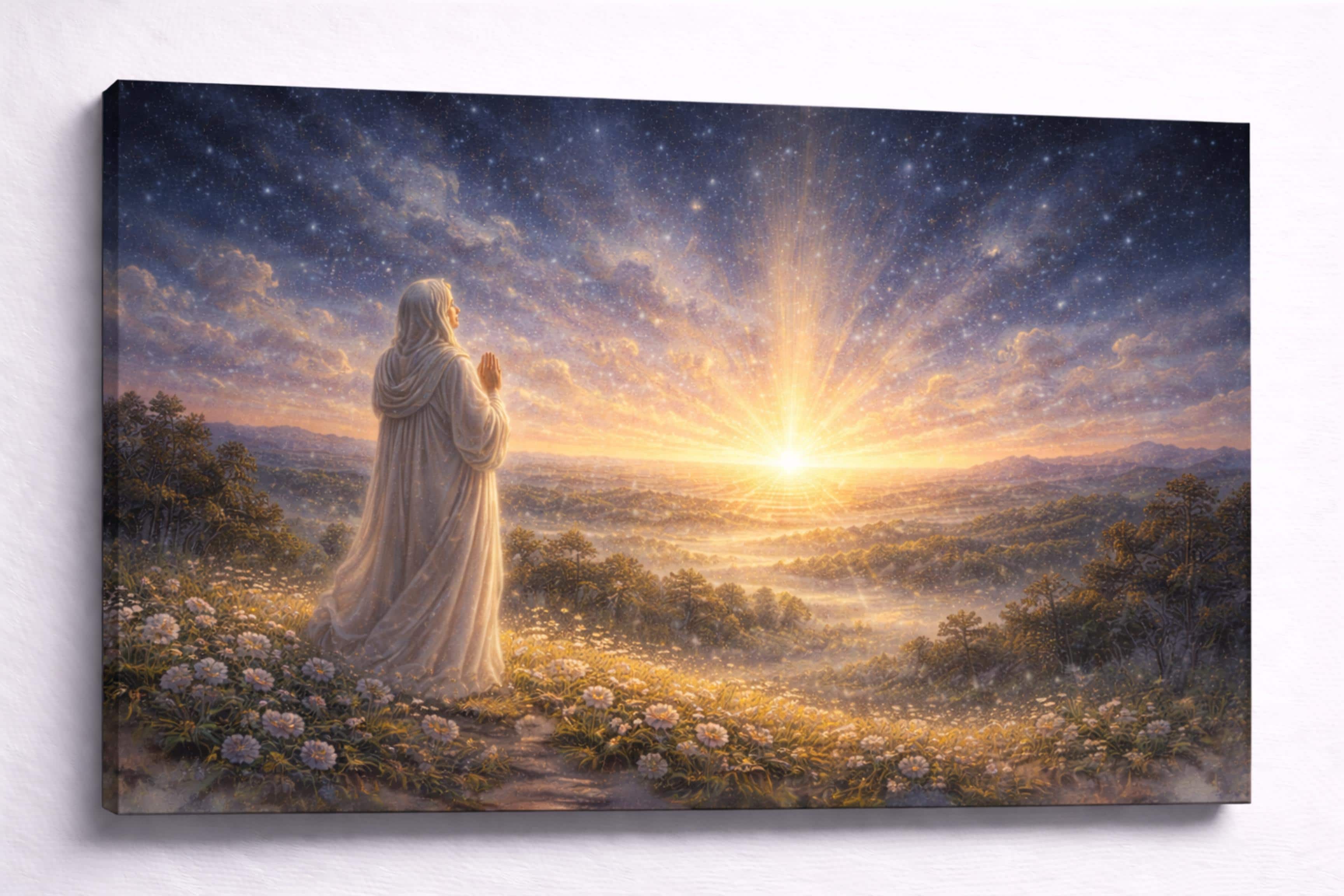 FC Design - Large Canvas 24x36" Frameless Radiant Prayer Sunrise Art Painting Home Wall Décor - MultiColor