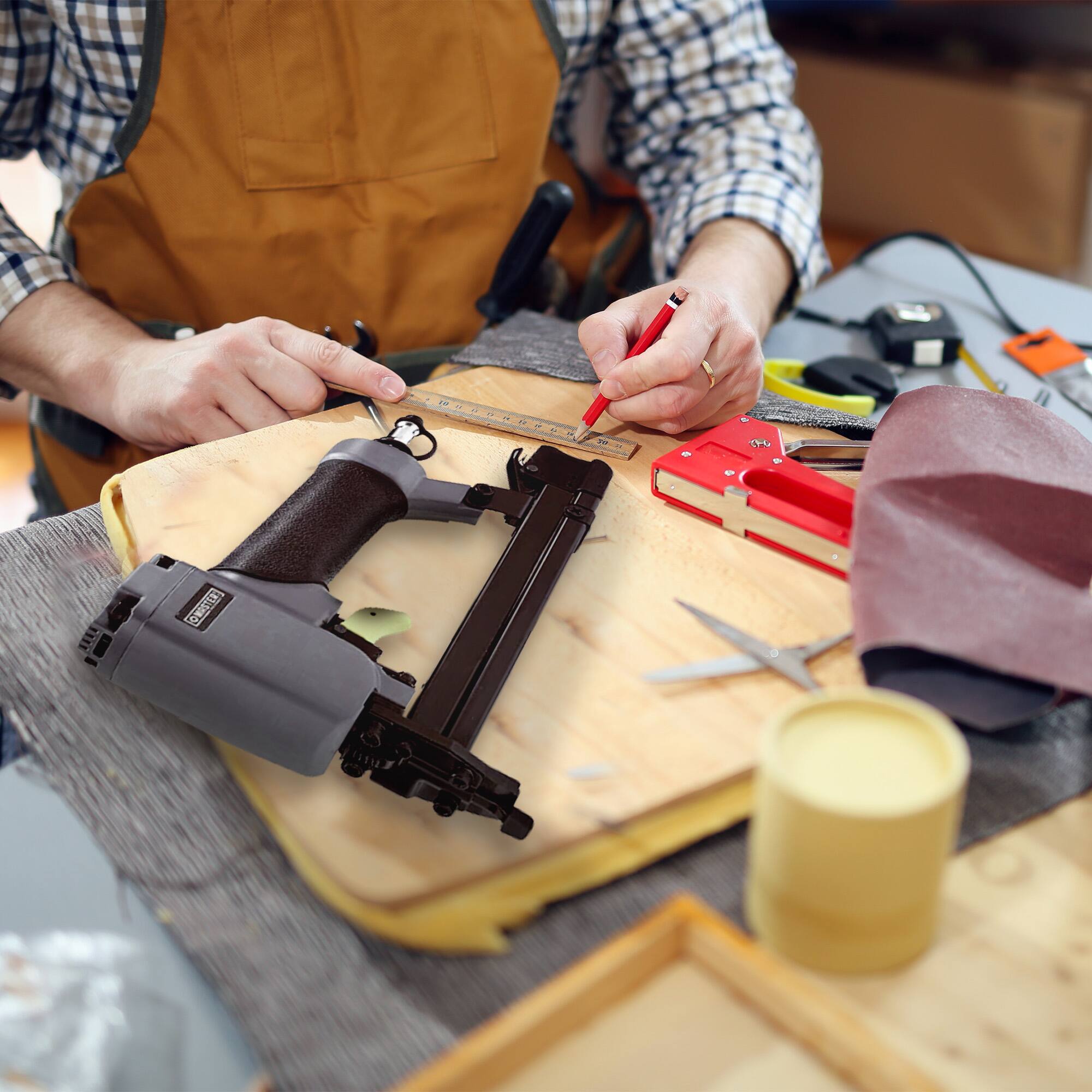 Alt View 3. Master Mechanic - Master Mechanic 20 Gauge Pneumatic Upholstery Stapler Holds Up to 100 Fasteners.