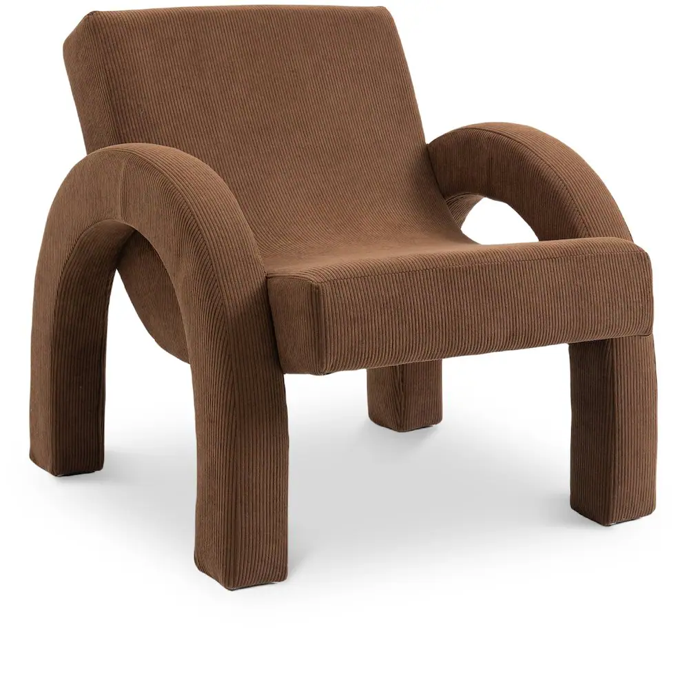 Front. Meridian Furniture - Corduroy Brown Corduroy Fabric Accent Chair - Brown.