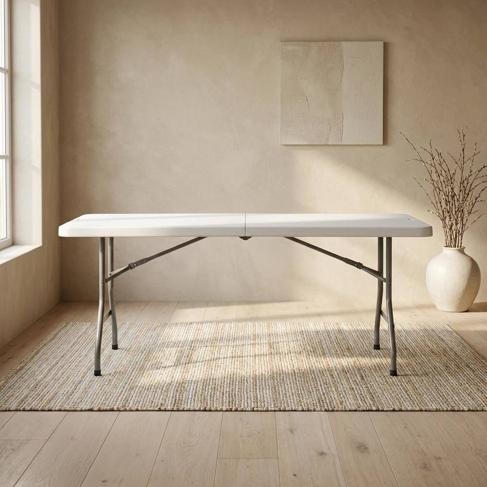 Alt View 1. FurniFact - Light Grey, Folding Table - Light Grey.