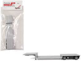Spread Axle Double-Drop Flatbed Trailer Top 1/87 (HO) Plastic Model by Promotex - Silver