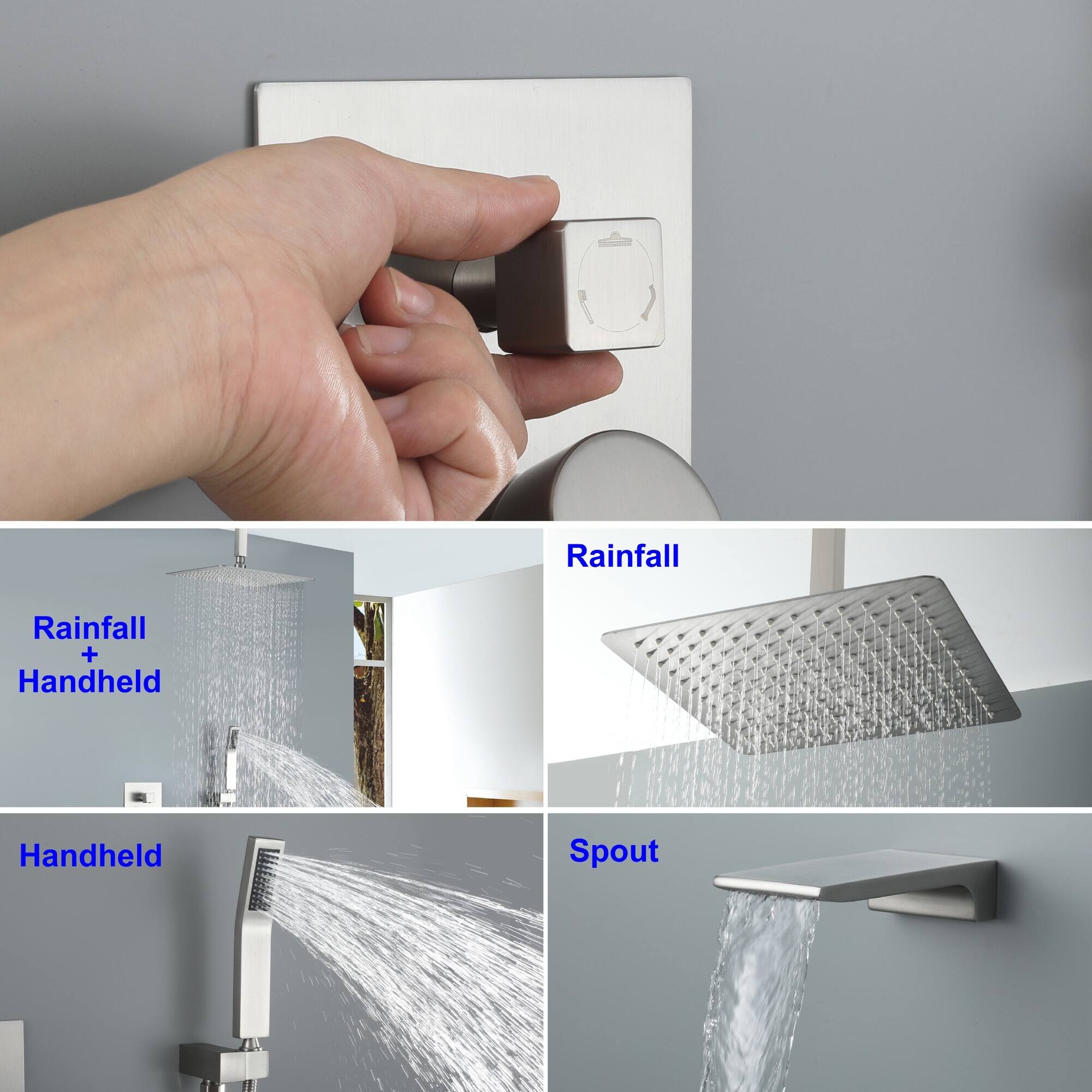 Rainfall  
Rainfall + Handheld  
Handheld  
Spout