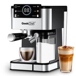 Anysun - Home Espresso Machine - 20 Bar, Auto Milk Frother, TouchScreen. Brews Cappuccino, Latte, Iced Coffee - Silver